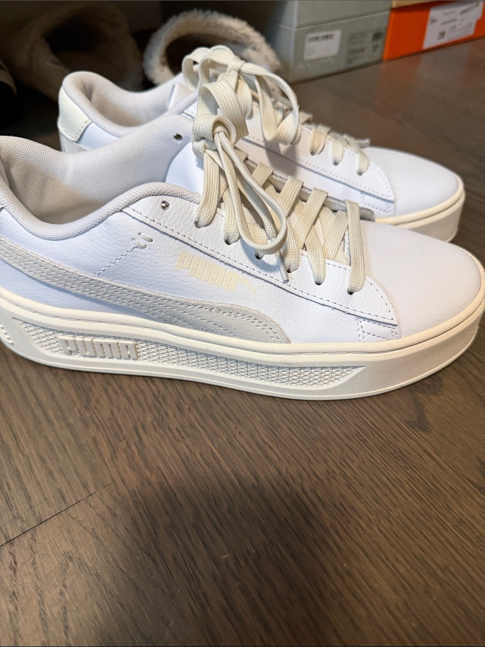 Puma Cream-White Platform Sneakers